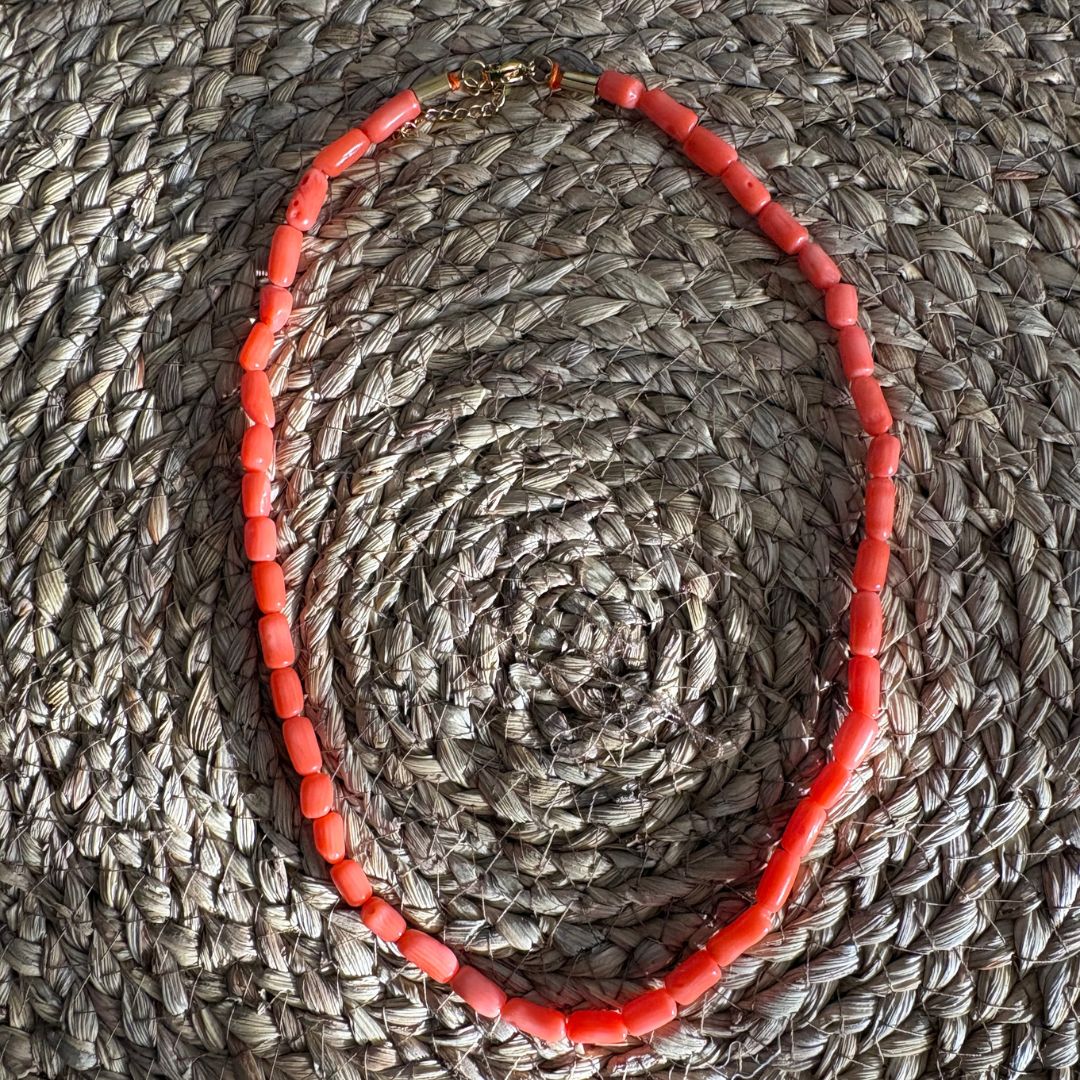 Gargantilla "Coral Reef" - Collar de Cuentas Tubulares Salmón