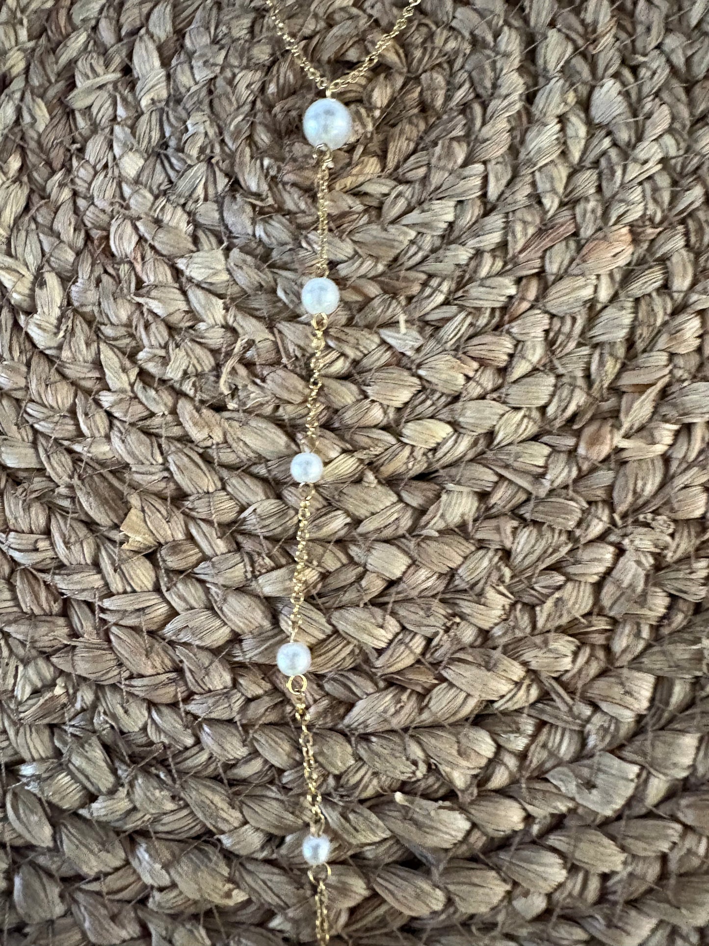 Collar Cadena Lariat Y Fino con Perlas Mini | Joyería Minimalista Dorada