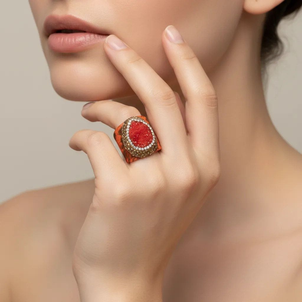 Anillo Drusa Brillante – Diseño Artesanal en Colores