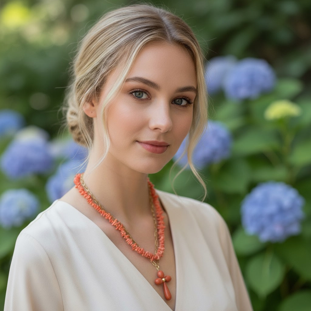 “Detalle de cruz grande de coral natural”