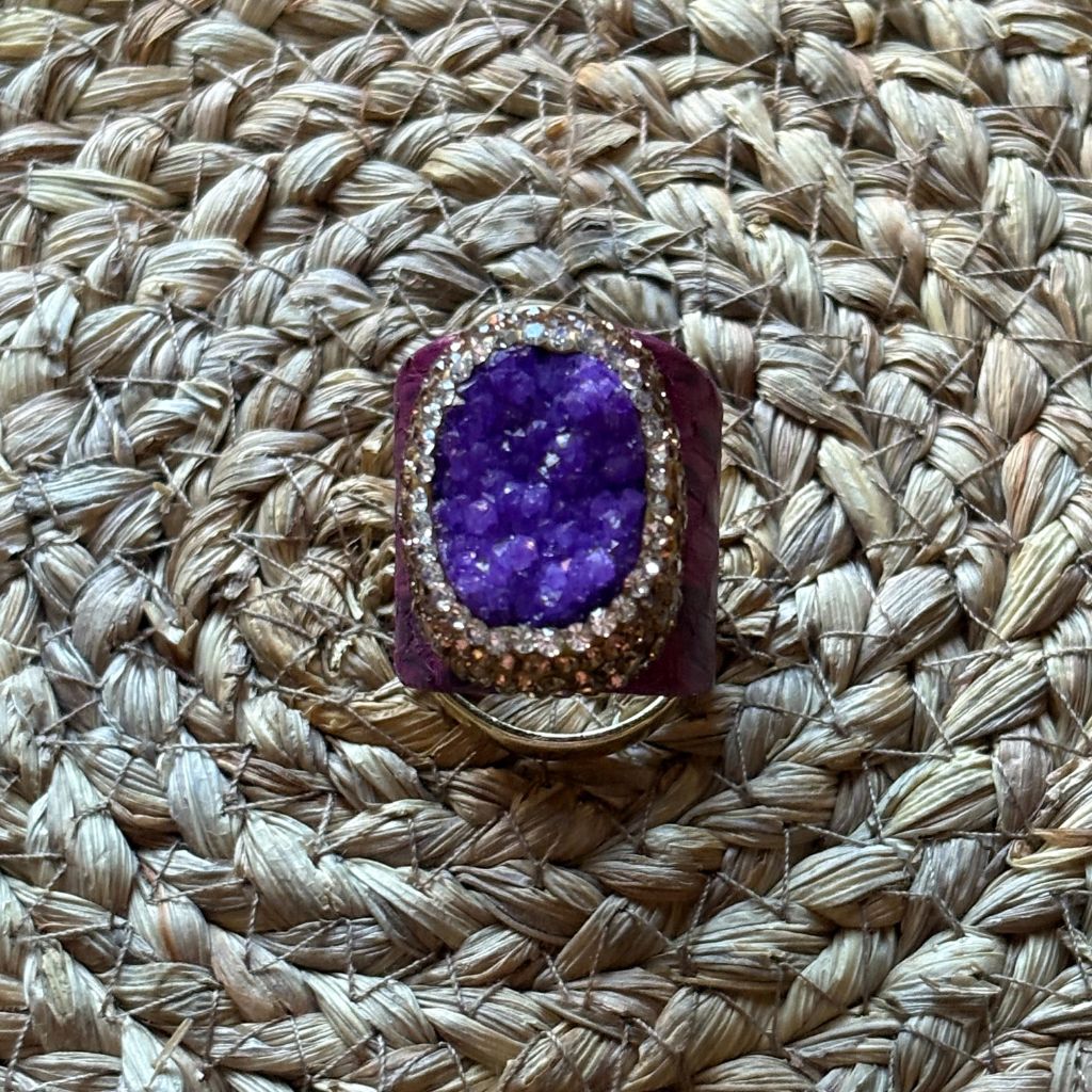 Anillo Drusa Brillante – Diseño Artesanal en Colores