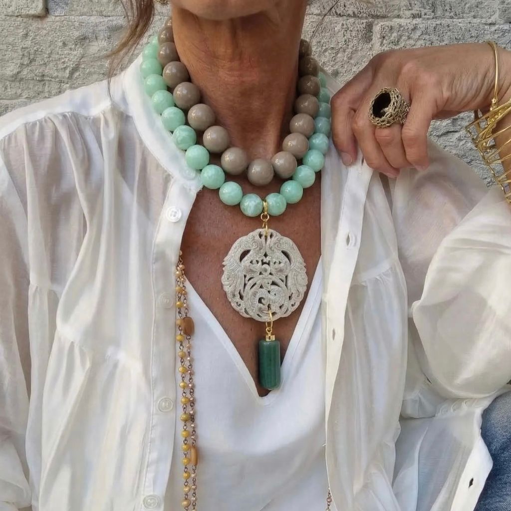 Collar de bolas gris perlado | Keka Colecciones