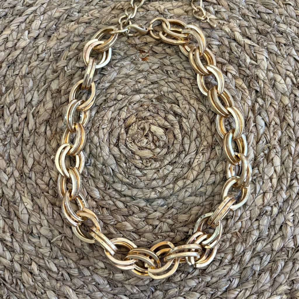 Collar de Eslabones Gruesos Dorados | Gargantilla Bold Chain de Doble Aro