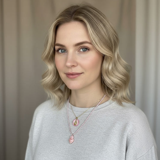 Cadena fina dorada con medalla en color Virgen del Rocío – estilo devocional y elegante