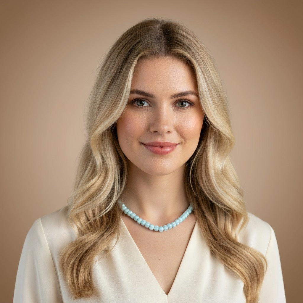 collar detalle caramelo celeste