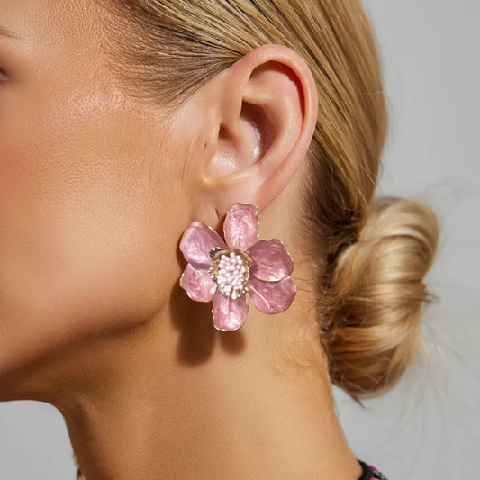 Pendientes Flor Flamenca 'Azahar' - Colección Keka Durán (Blanco y Rosa)