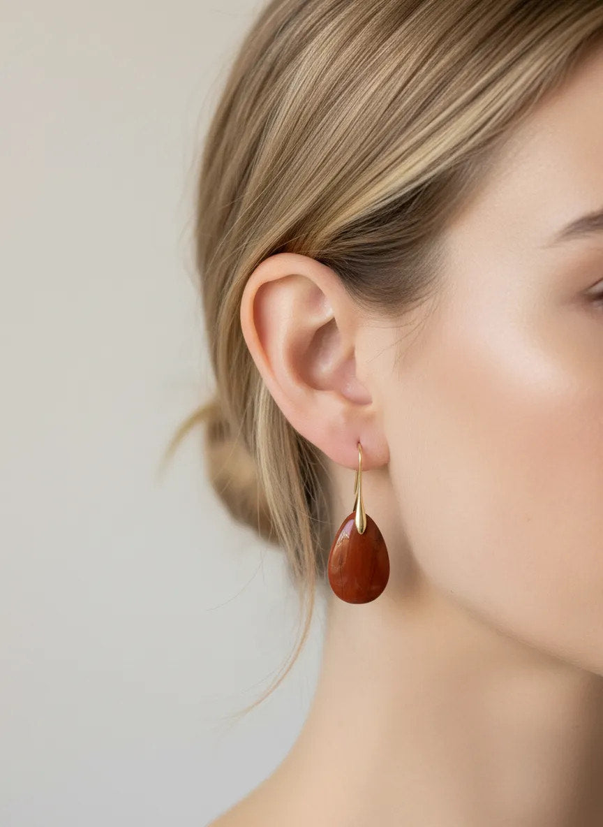 Pendientes Gota de Piedra Natural Engarzada en dorado (3 Variantes)