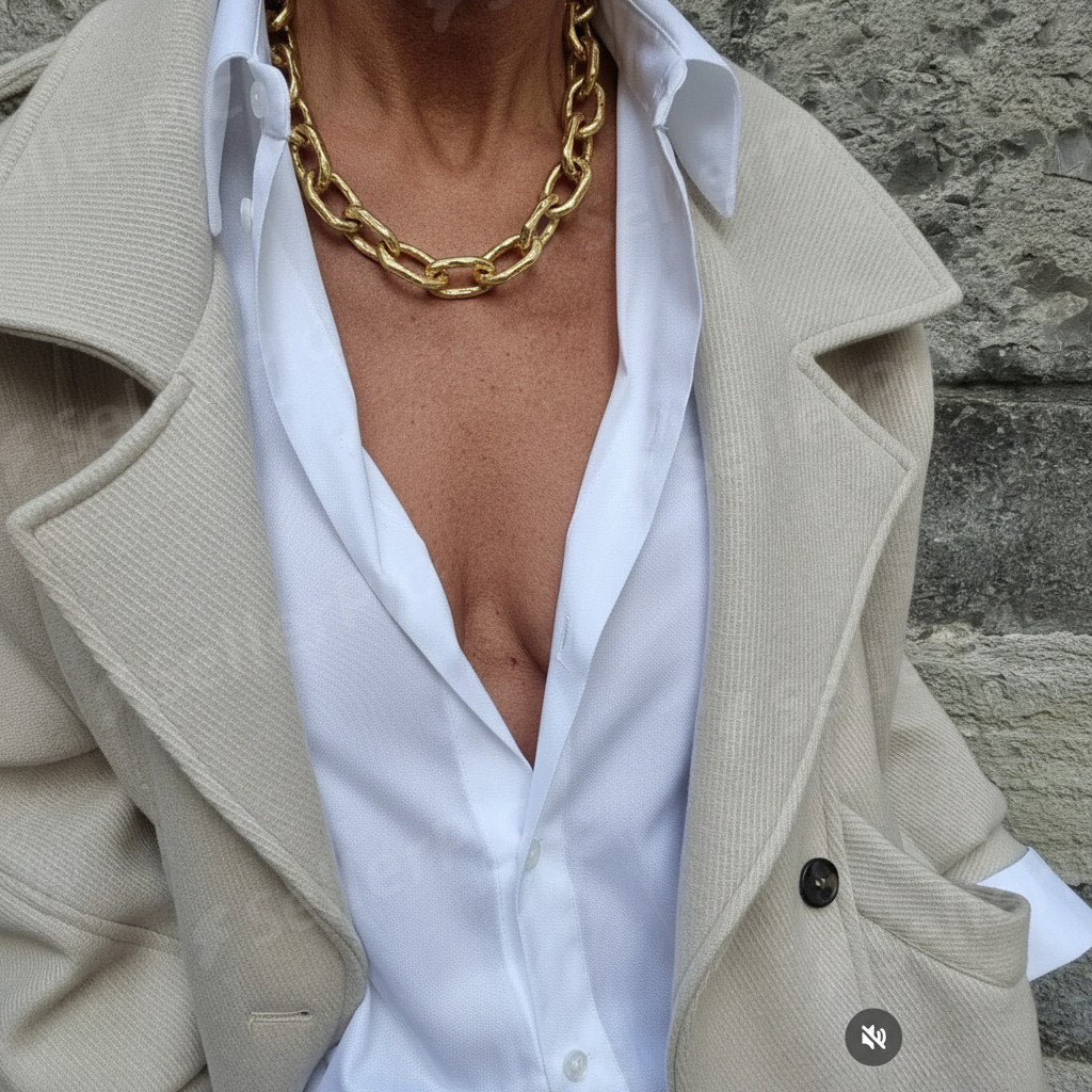 Collar Cadena Dorada Maxi – Acabado Pulido, Estilo Elegante y Atemporal