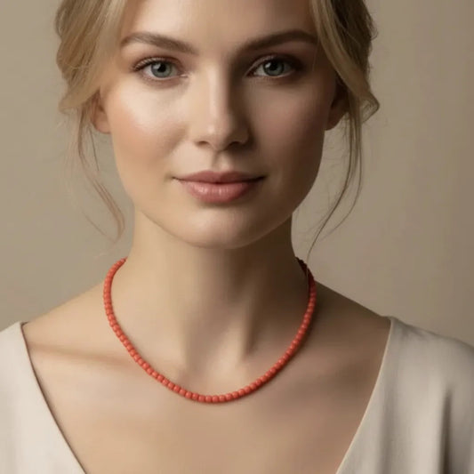 Gargantilla de Cuentas Finas Color Coral | Collar Minimalista y Delicado