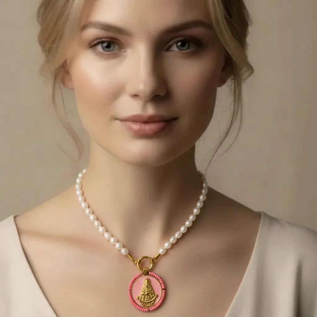Collar Rocío Rosa de Perlas
