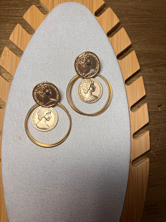 Pendientes Moneda dorados