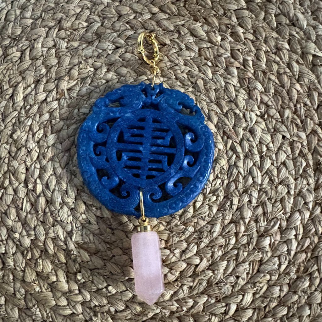 Colgante Lapis Azul y Cuarzo Rosa - Keka Durán