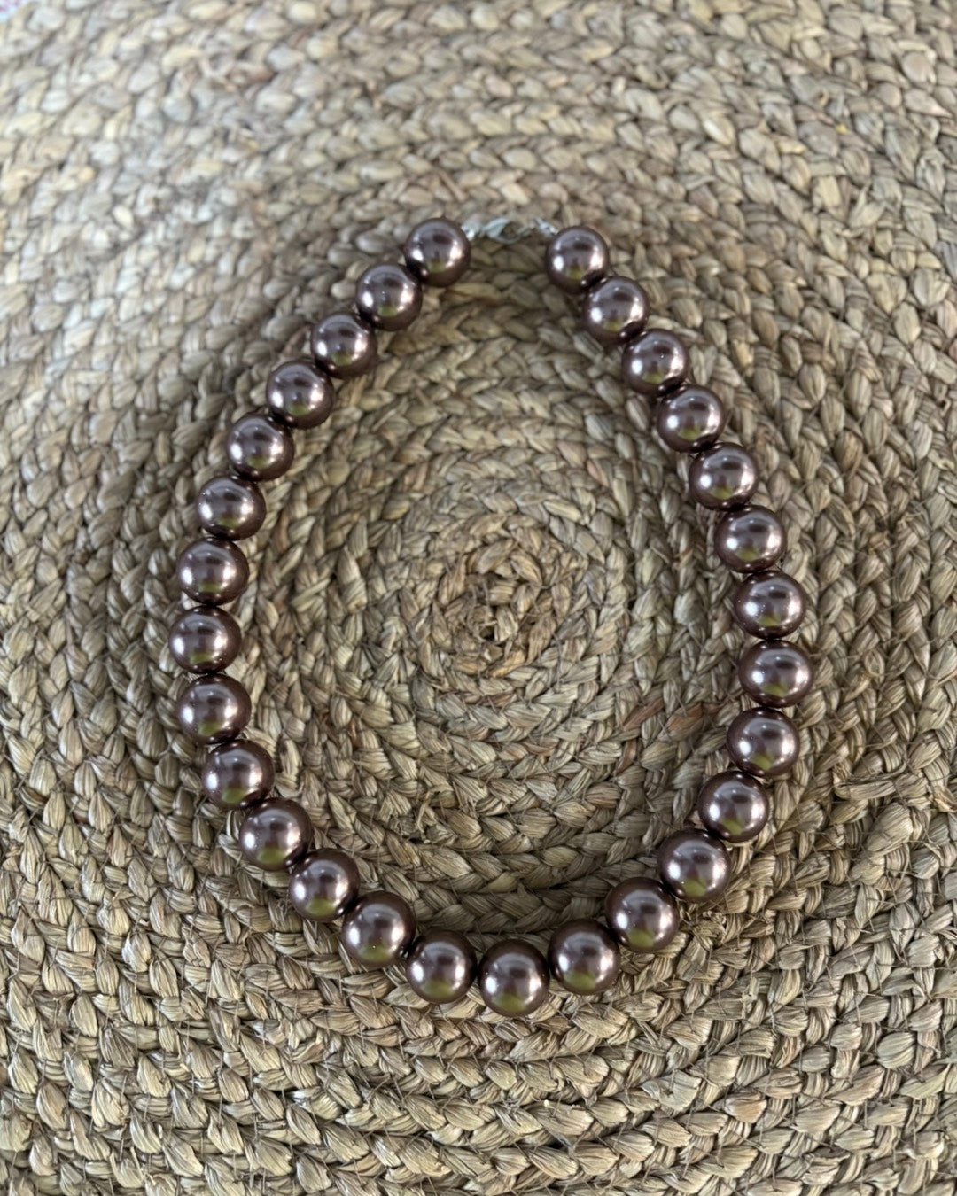 Collar de Bolas Metalizadas Grandes -(Púrpura y Marrón)