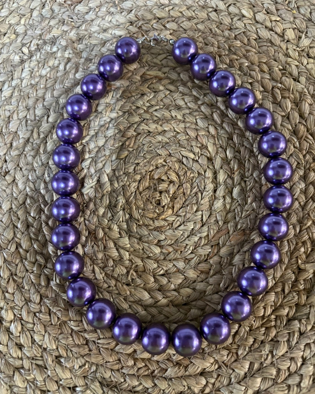 Collar de Bolas Metalizadas Grandes -(Púrpura y Marrón)