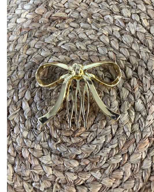 Peinecillo Lazo Metálico de Flamenca - Accesorio de Pelo Clásico Dorado