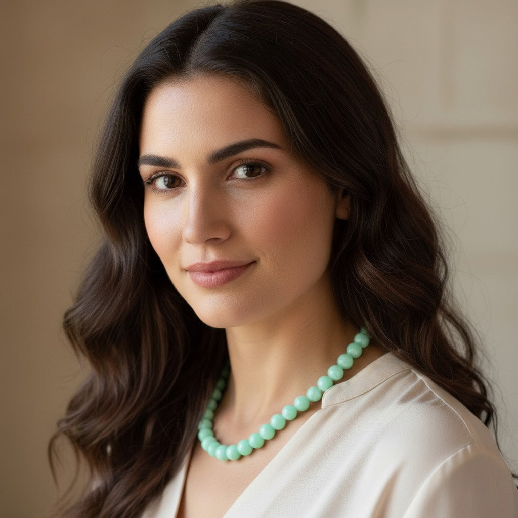 Collar de bolas medianas de resina verde agua – estilo veraniego y sofisticado